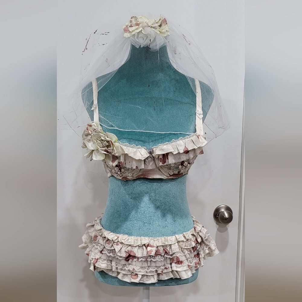 4 piece zombie bride lingerie costume